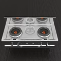 Modern Kitchen Cabinets With Four Burner Gas Stove And Dark Countertop