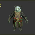 Panda Character In Decorative Armor With Red Belt And Gold Accents