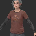 Game Movie Character With Gray Hair Wearing Brown T-shirt Black Long Sleeves And Jeans