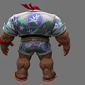 Game Movie Character Muscular With Rock Like Skin Red Bandana Tank Top And Flip Flops