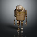 Metallic Robot Character With Glowing Eyes And Industrial Mechanical Design Features 3d model