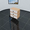 Modern Minimalist Beige And White Bedside Table With Three Drawers And Metal Knobs 3d model