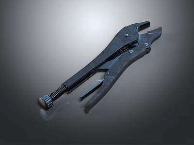 Heavy Duty Black Locking Pliers With Adjustable Screw For Hardware Tools 3d model