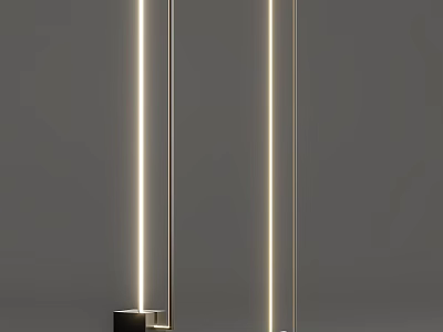 Modern Floor Lamp With Sleek Vertical LED Light And Minimalist Black Base 3d model