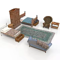 Vintage Bedroom Furniture Collection With Bed Wardrobe Sofa Chair And Rug
