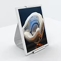 White Photo Frame With Stand And Abstract Wavy Blue Orange Pattern Design 3d model