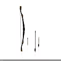 Black Traditional Bow with Gold Accents and Three Arrows as Ancient Weapon