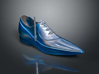 Stylish Blue And Silver Pointed Toe Lace Up Shiny Shoes Design 3d model