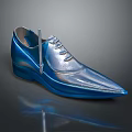 Stylish Blue And Silver Pointed Toe Lace Up Shiny Shoes Design