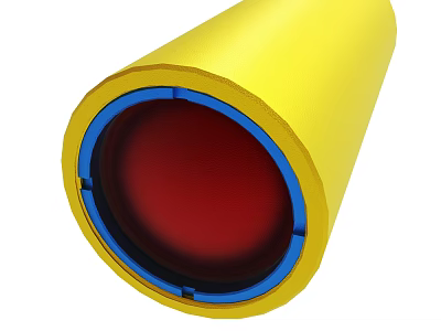 Detailed View of Yellow Cylinder with Red Interior and Blue Rim Design 3d model