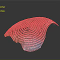 Abstract Colorful Spiral Wave Sculpture With Red Pink Blue Layered Stripes