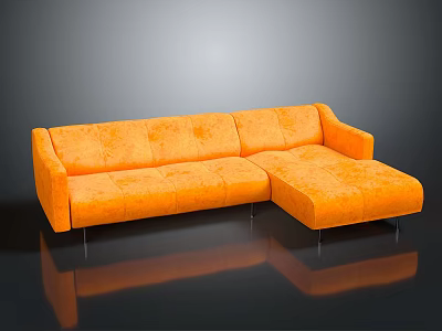 Modern Orange L Shaped Upholstered Sofa With Metal Legs And Comfortable Design 3d model