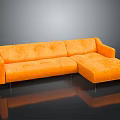 Modern Orange L Shaped Upholstered Sofa With Metal Legs And Comfortable Design