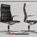 Modern Black Leather Office Chair With Padded Backrest And Metal Base
