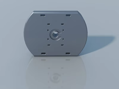 Silver Metal Swing Door Mounting Component With Central Hole And Side Holes Design 3d model