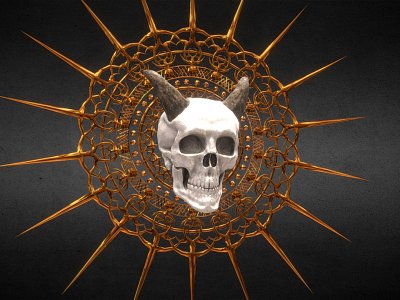 Modern Skull Monster Skull with Golden Background model