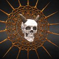 Modern Skull Monster Skull with Golden Background 3d model