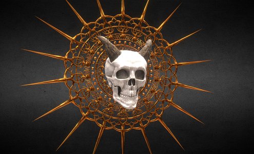 Modern Skull Monster Skull with Golden Background 3d model