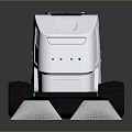 Solar Powered Cleaning Robot With White Design Green Accents And Dual Brushes