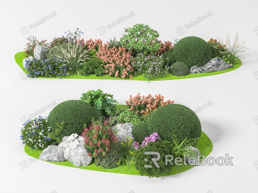 Modern Shrubs Flowers Flowers Shrubs Plant Heap model