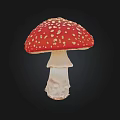 Red Mushroom With White Spots On Black Background Showing Cap And Stem 3d model