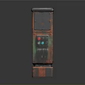 Vintage Industrial Electronic Equipment With Black Green Casing Red Orange Buttons And Rustic Details
