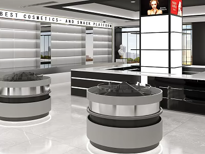 Modern Cosmetics Skincare Store With Open Space And Stylish Display Counters 3d model