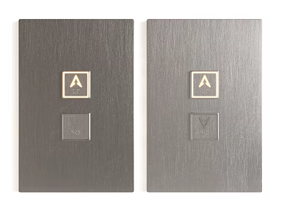 Black Textured Switch Panels With Golden A Logo And Square Control Design 3d model