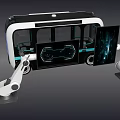 Modern Interactive Zone With Robotic Arms Display Screen And Mobile Tech Unit
