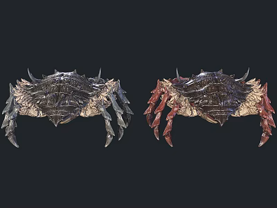 Unique Gray And Red Reptile Creatures With Textured Shells And Spiked Legs 3d model