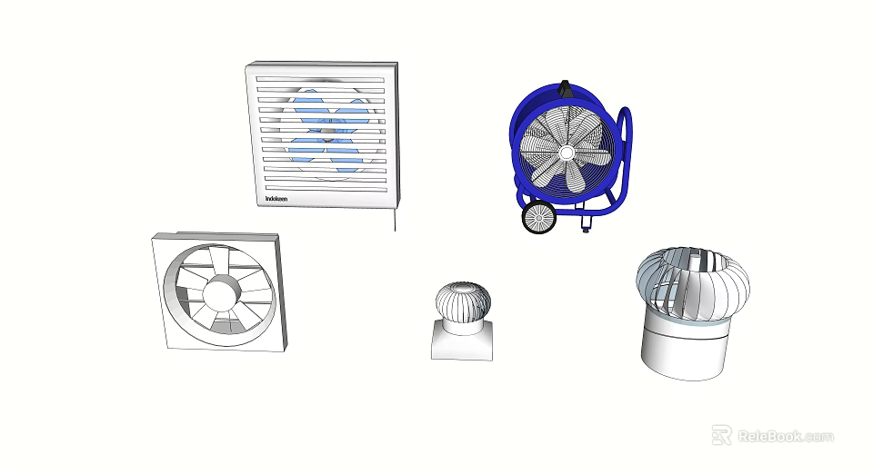 Various Types of Air Conditioner Vents Including Wall Mounted Portable And Ceiling Models 3d model 