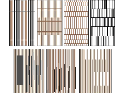 Various Modern Room Divider Designs With Vertical Slats And Wooden Frames 3d model