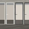 Modern Hinged Doors Featuring Various Textured Glass Patterns And Sleek Metal Frames 3d model