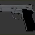 Pistol Weapon With Metallic Finish Black Grip And Ergonomic Design Isolated On Dark Background