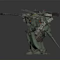Two Green Sci Fi Mecha Characters With Armed Weapons And Mechanical Armor 3d model