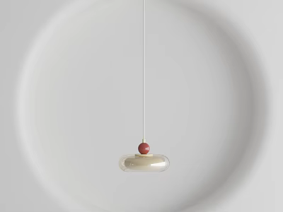Modern Hanging Pendant Light With Red Ball Accent And White Circular Shade 3d model