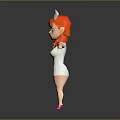 3D Nurse Character With Red Hair Pigtails Nurse Cap Red Cross White Uniform Pink Shoes