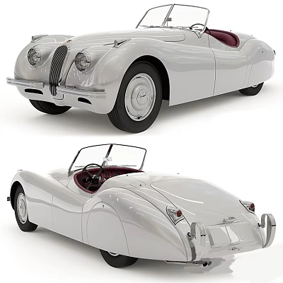 Classic White Convertible Cars Front And Rear Views 3d model Classic White Convertible Cars Front And Rear Views 3d model