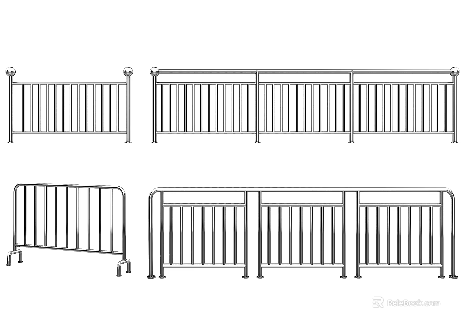 Metal Fence Design With Different Structural Styles For Outdoor Safety And Use 3d model 