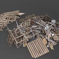 Pile of Scrap Materials Featuring Wooden Pallets Metal Fragments and Waste Pieces