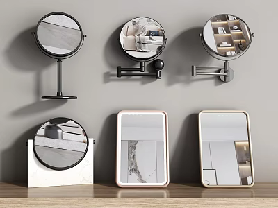Stylish Wall Mounted And Tabletop Mirrors With Modern Frames And Designs 3d model