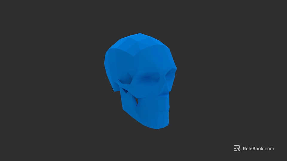 Stylized Blue 3D Skull Model for Game and Movie Characters 3d model 