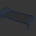Simple Metal Single Bed With Grid Pattern Base And Curved Headboard 3d model