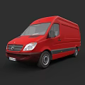 Red Mercedes Commercial Van With Sleek Exterior And Distinctive Front Design