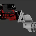 Modern Outboard Motor For Water Transport With Red Black Design And Propeller