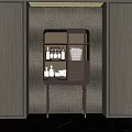 Modern Elegant Wine Cabinet With Glass Door Wine Bottles Lighting Wooden Walls And Marble Floor