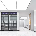Self-service Bank Interior Design with Self-service Machines Glass Doors and Service Area