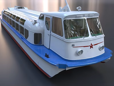 Inland River Bus Tour Boat Ferry Passenger Boat Steamer 3d model