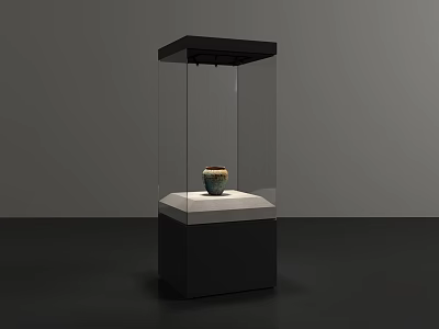 Modern Glass Display Cabinet With White Pedestal For Exhibiting Ceramic Vase 3d model