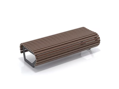 Brown Outdoor Bench With Wooden Slats And Metal Frame For Outdoor Spaces 3d model